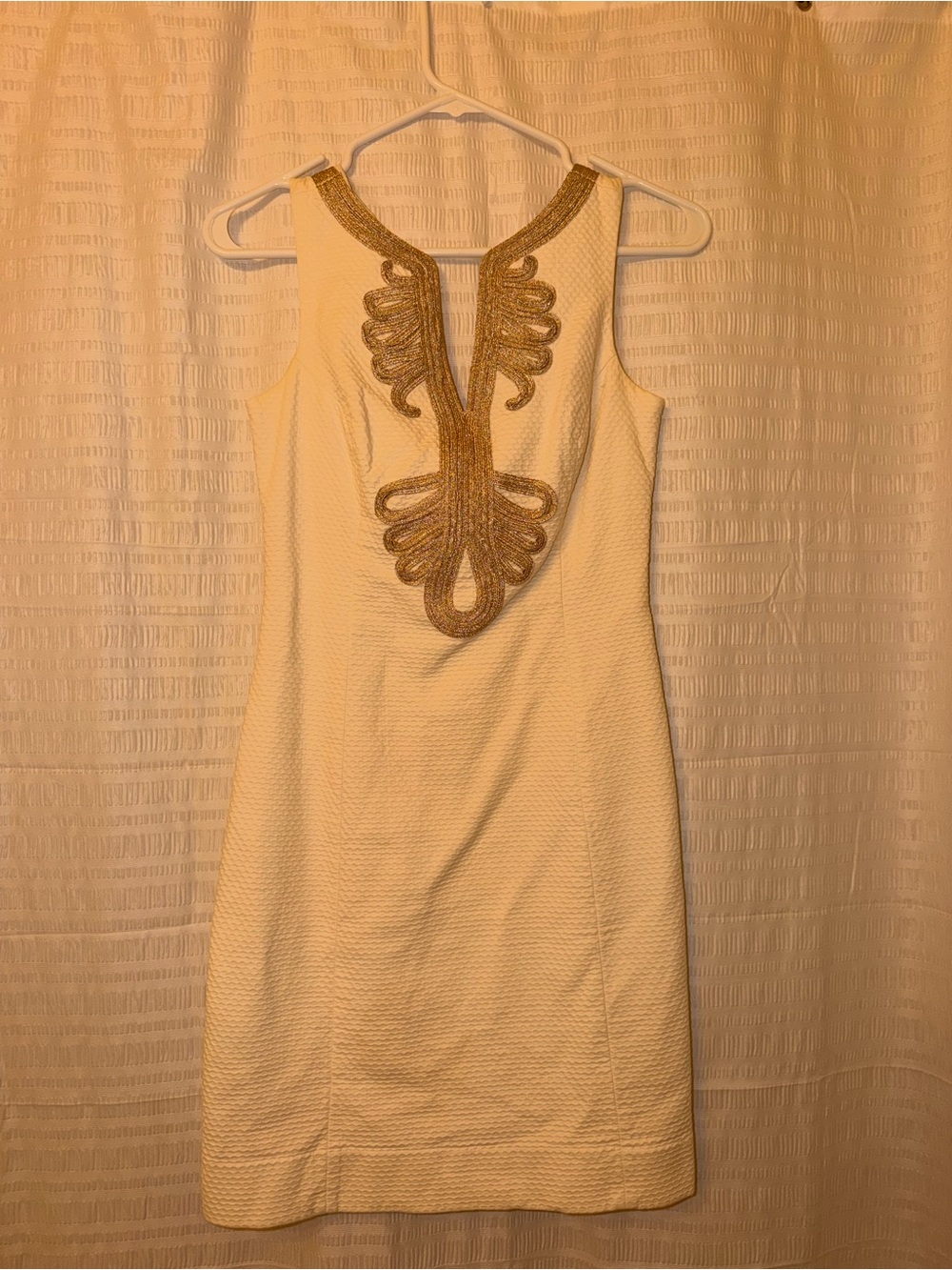 Lilly Pulitzer Sleeveless Cream Dress with Gold Embellished Placket